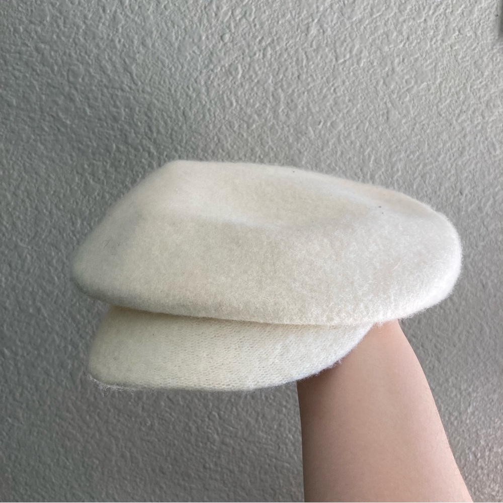 Y2K White Faux Wool Beret Minimalist